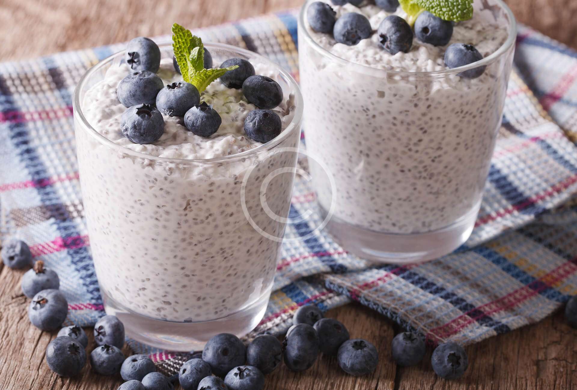 Healthy Dessert With Chia  Seeds & Blueberries