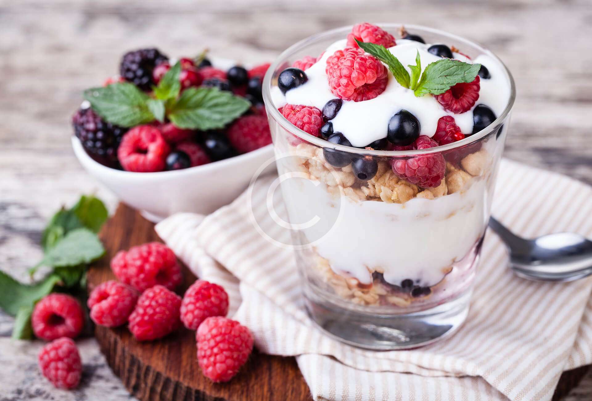 Healthy Yogurt With Muesli and Berries